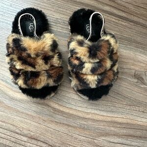 UGG Leopard Print Furry Slippers